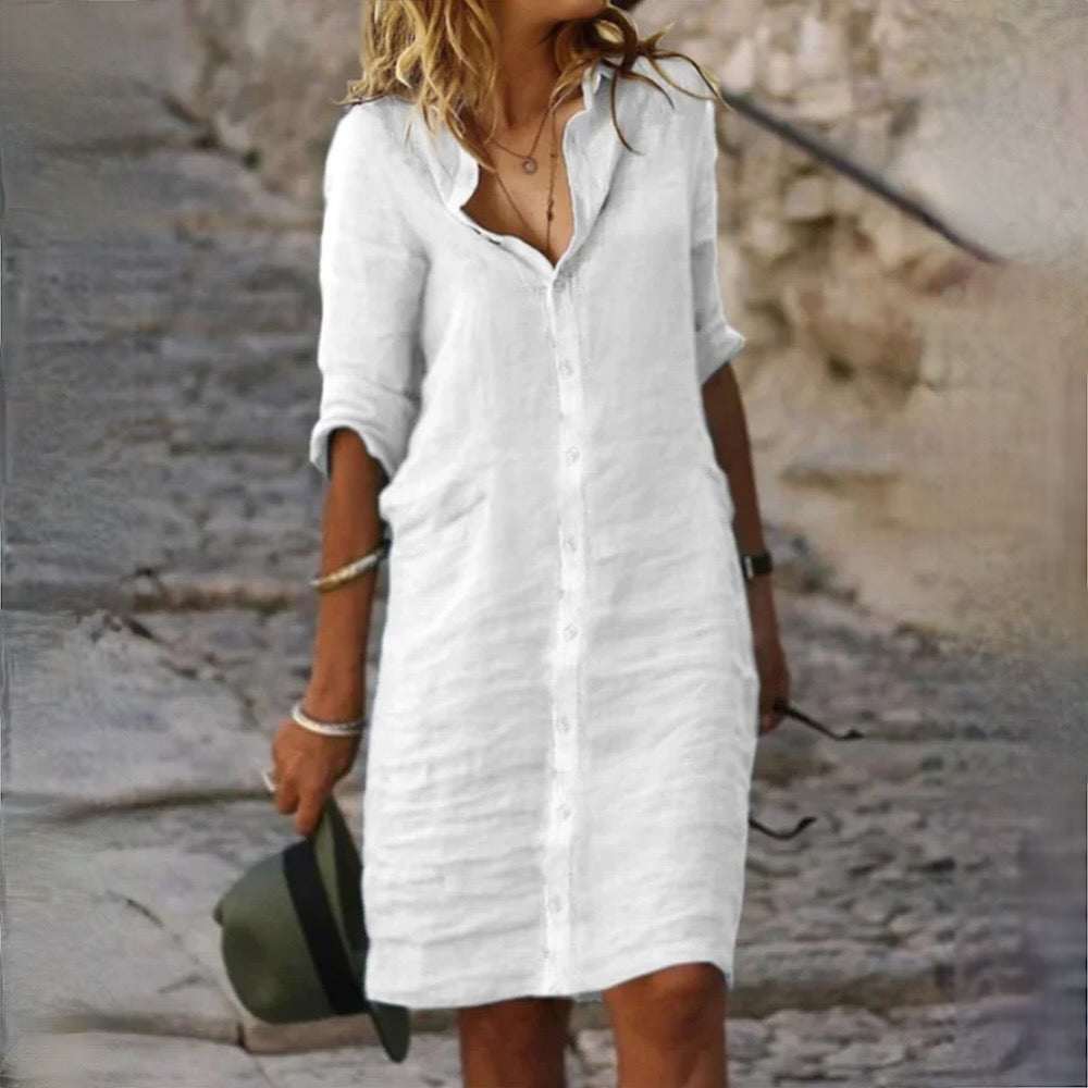 Losvallende Linnenlook Jurk