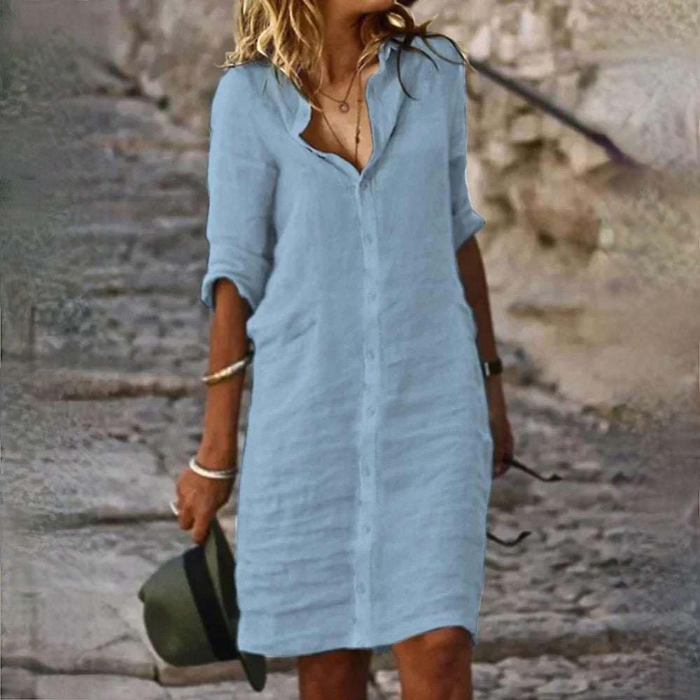 Losvallende Linnenlook Jurk