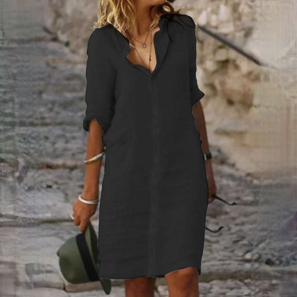 Losvallende Linnenlook Jurk