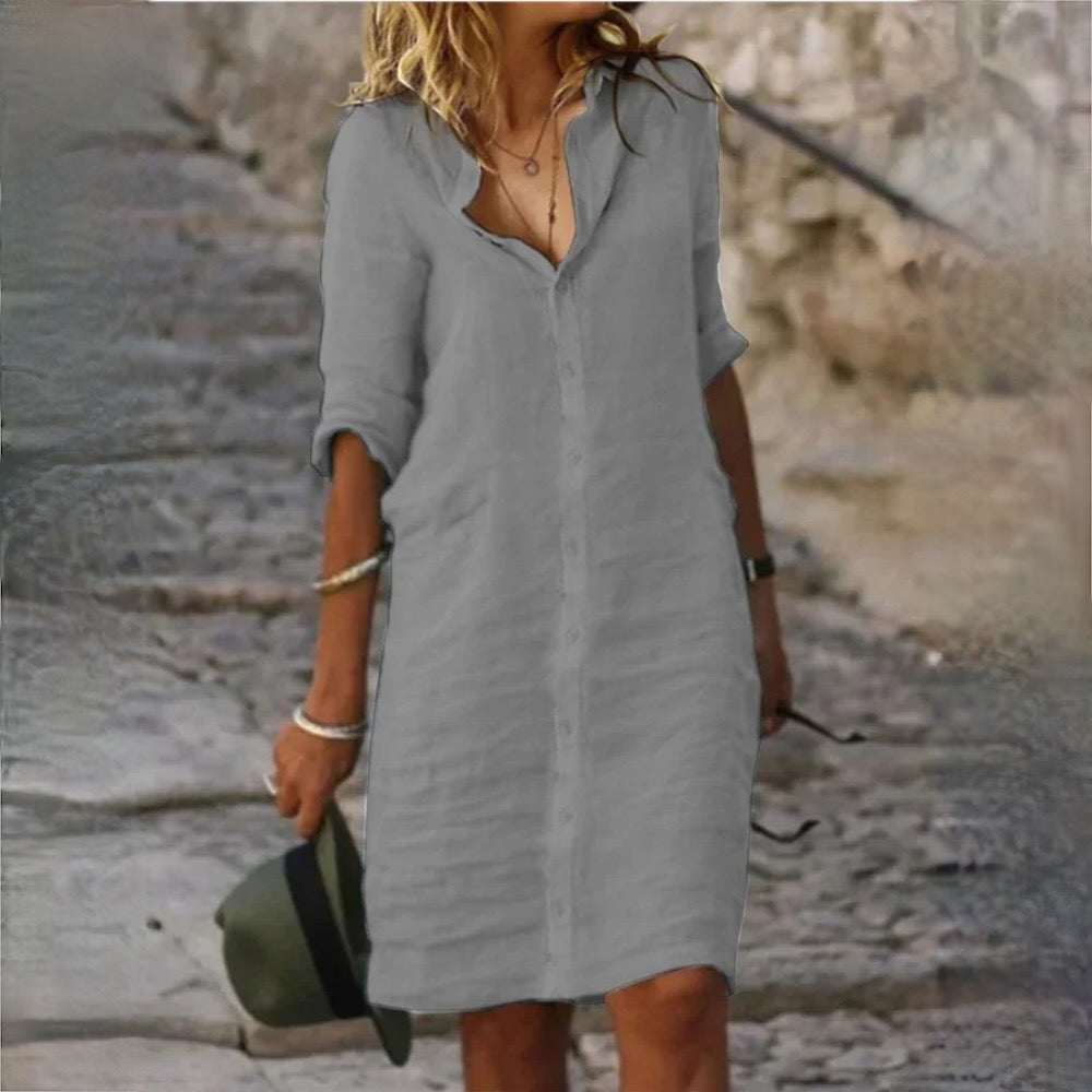 Losvallende Linnenlook Jurk