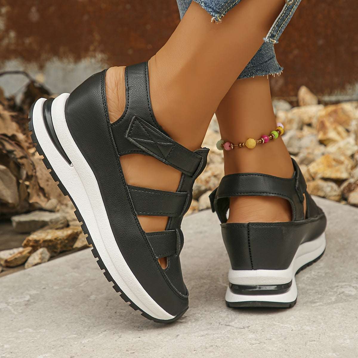 Platformsandalen Klittenbandjes