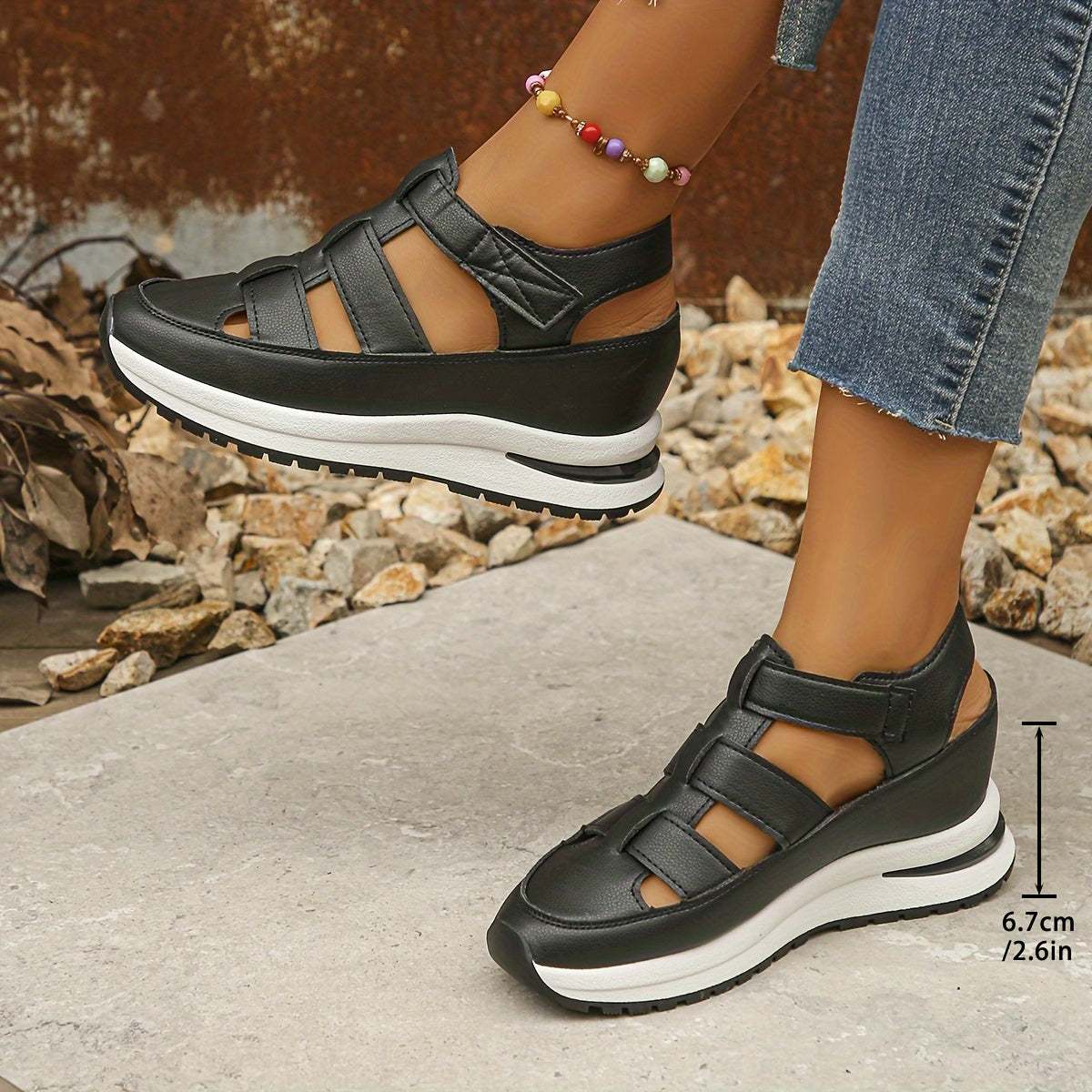 Platformsandalen Klittenbandjes