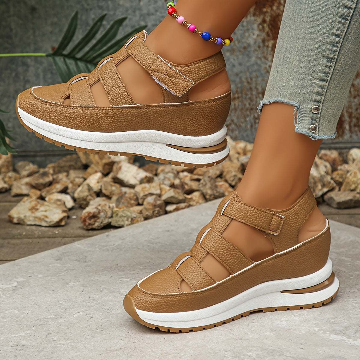 Platformsandalen Klittenbandjes