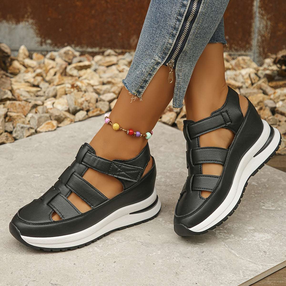 Platformsandalen Klittenbandjes