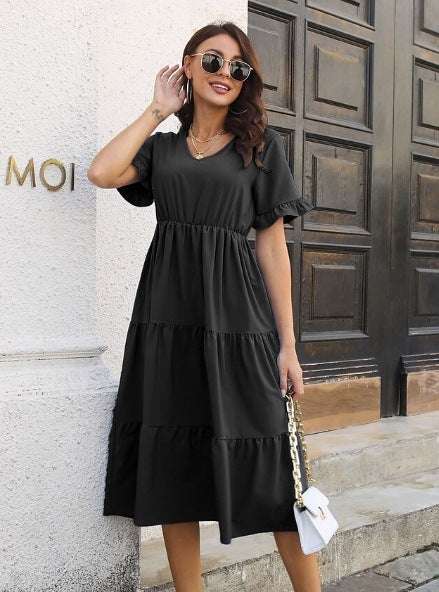 Casual Tiered Midi-Jurk