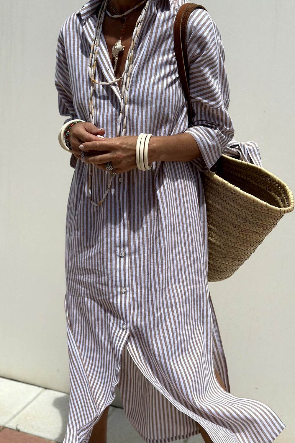 Robe chemise rayée