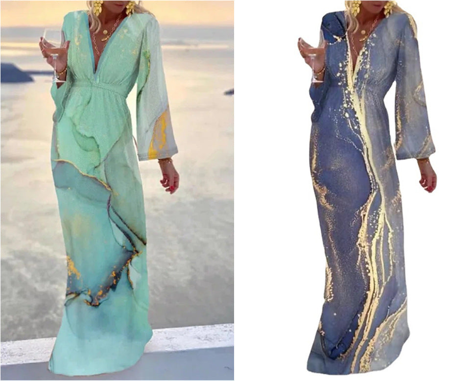 Golden Marble maxi-jurk