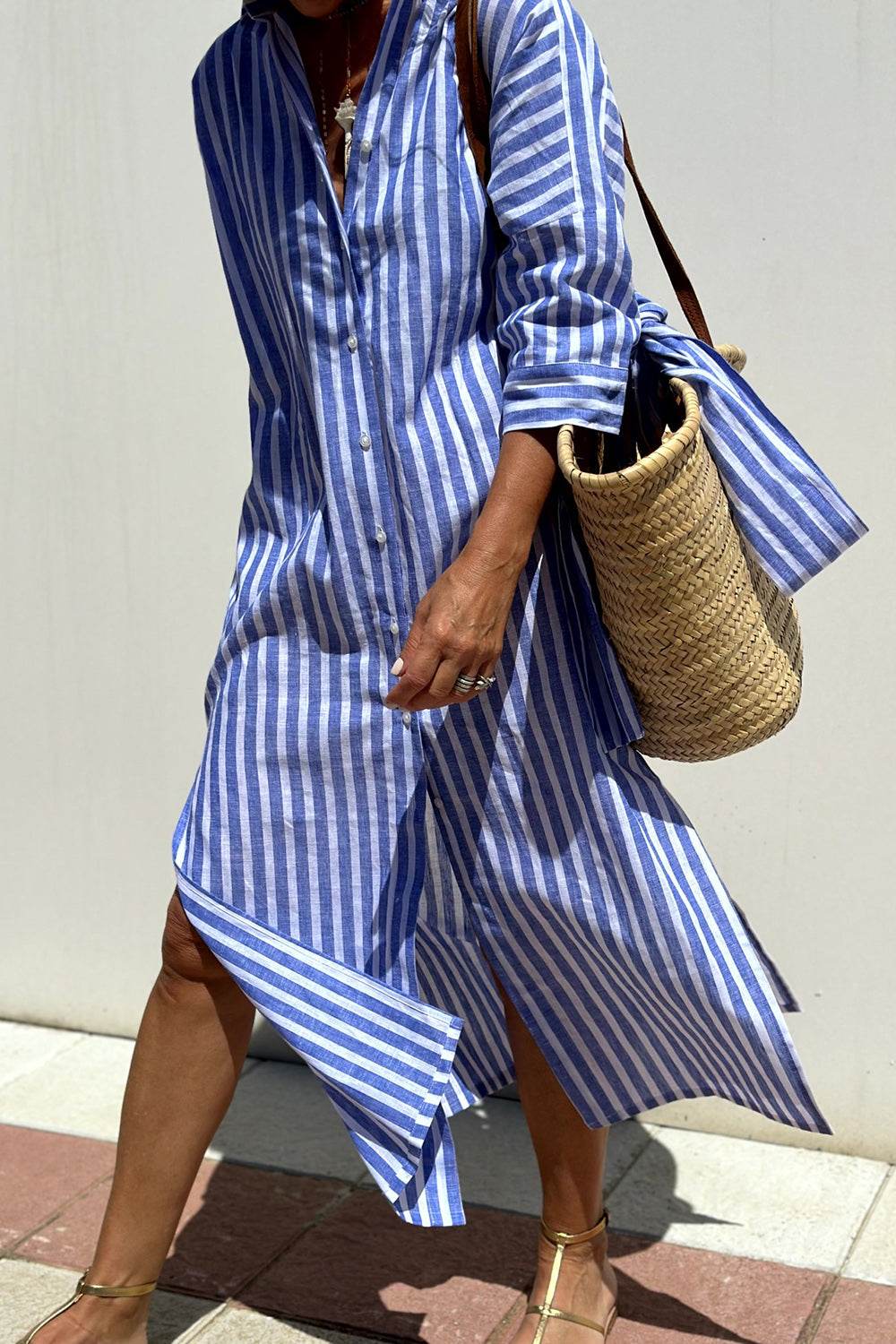 Robe chemise rayée