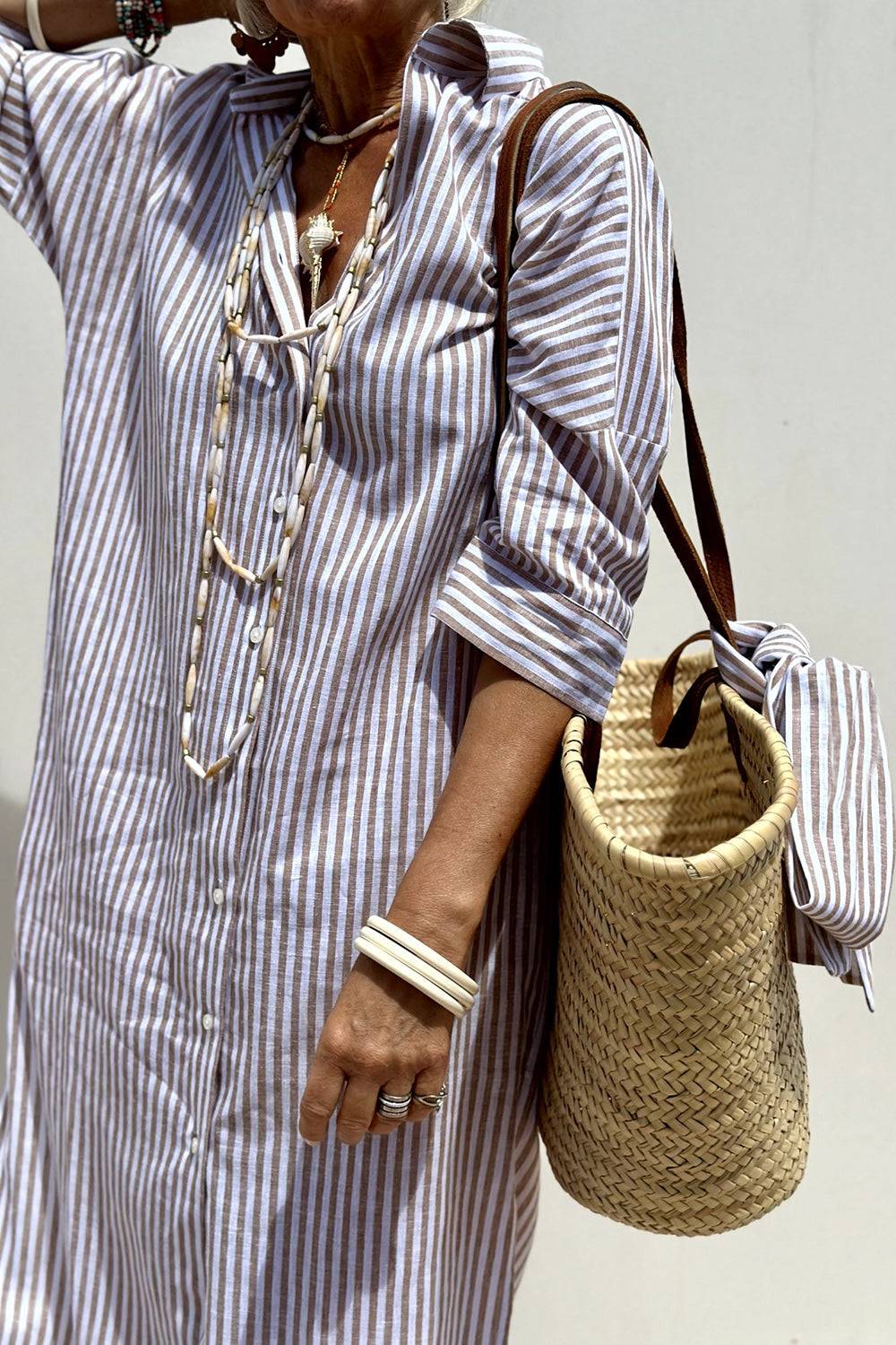 Robe chemise rayée