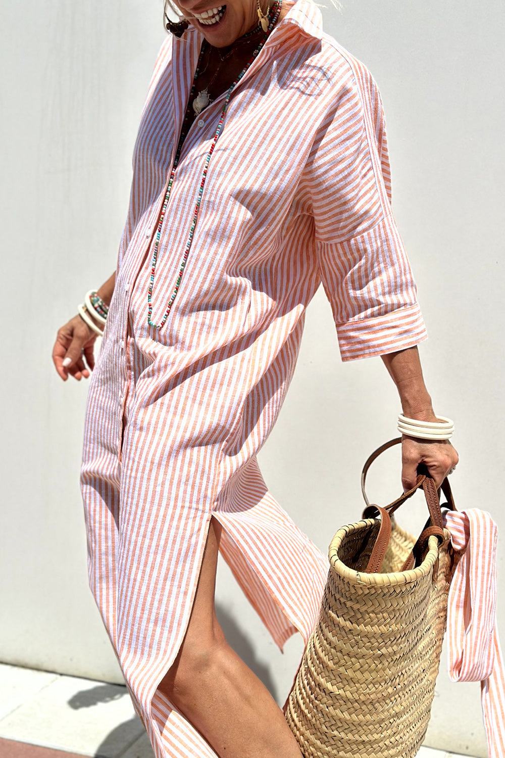 Robe chemise rayée