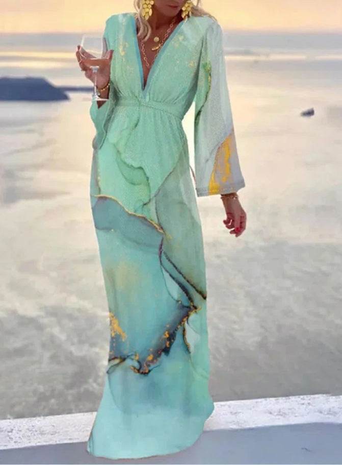 Golden Marble maxi-jurk
