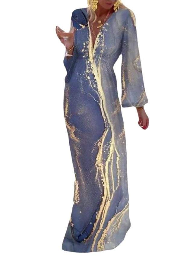 Golden Marble maxi-jurk