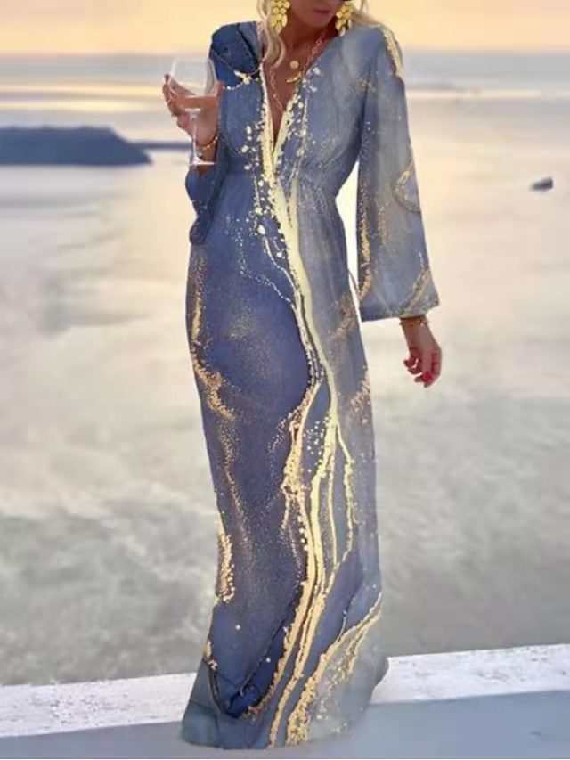 Golden Marble maxi-jurk